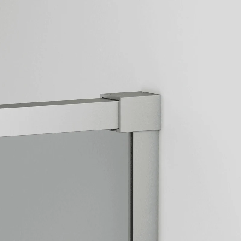 Vallance Mampara Ducha Frontal 1 puerta 1 fijo Corredera | Vidrio Templado 6mm Antical Transparente | Perfil Acero Cepillado
