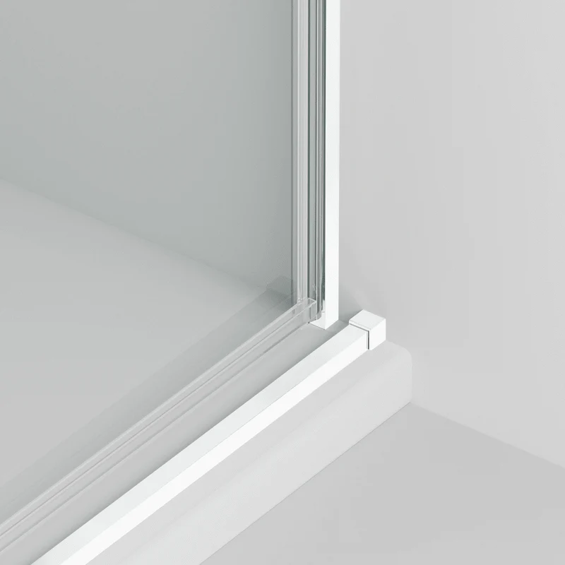 Vallance Mampara Ducha Frontal 1 puerta 1 fijo Corredera | Vidrio Templado 6mm Antical Transparente | Perfil Blanco