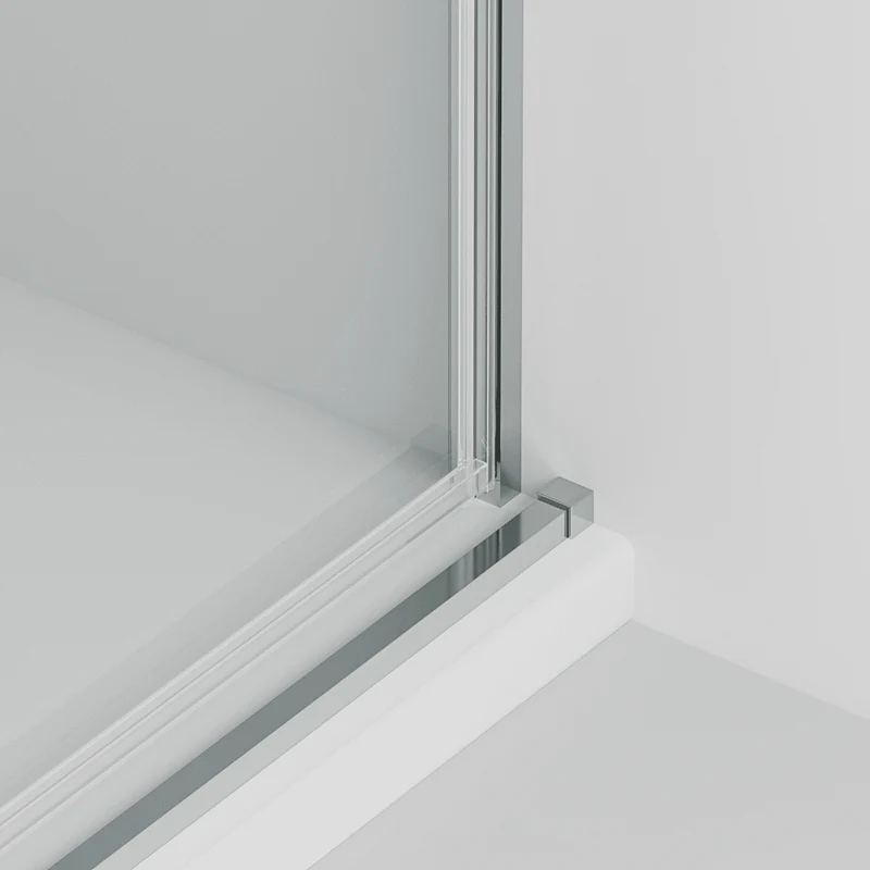 Vallance Mampara Ducha Frontal 1 puerta 1 fijo Corredera | Vidrio Templado 6mm Antical Transparente | Perfil Cromo Brillo