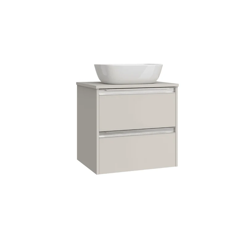 Mueble de Baño Suspendido con Lavabo Sobreponer Cerámico modelo Veloz|Mueble Volado 2 Cajones Con Tirador | Moka