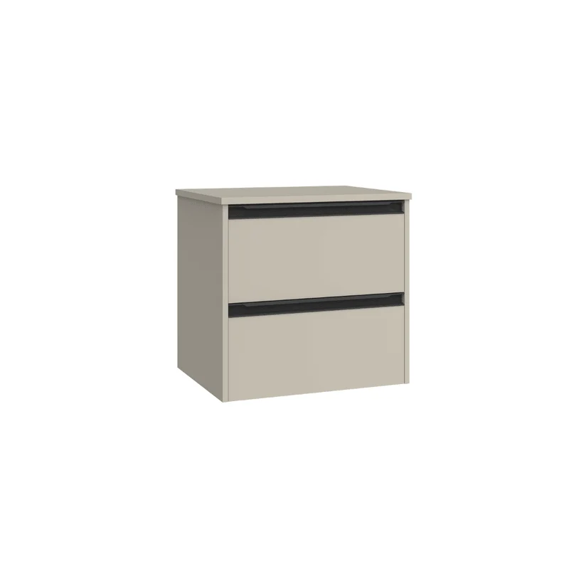 Mueble de Baño Suspendido con Lavabo Sobreponer Cerámico modelo Veloz|Mueble Volado 2 Cajones Con Tirador | Moka