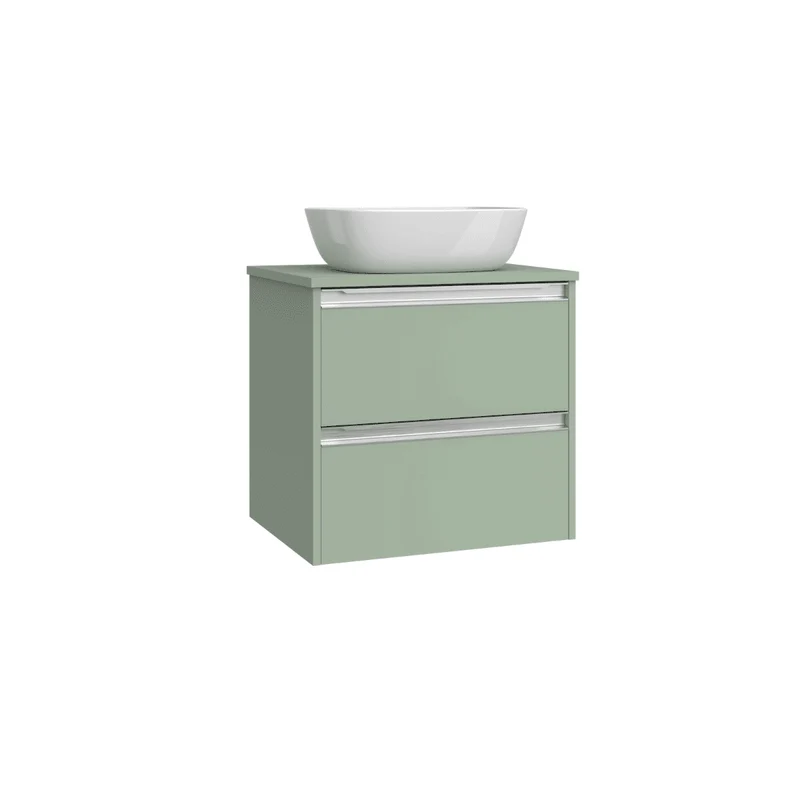 Mueble de Baño Suspendido con Lavabo Sobreponer Cerámico modelo Veloz|Mueble Volado 2 Cajones Con Tirador | Leaf