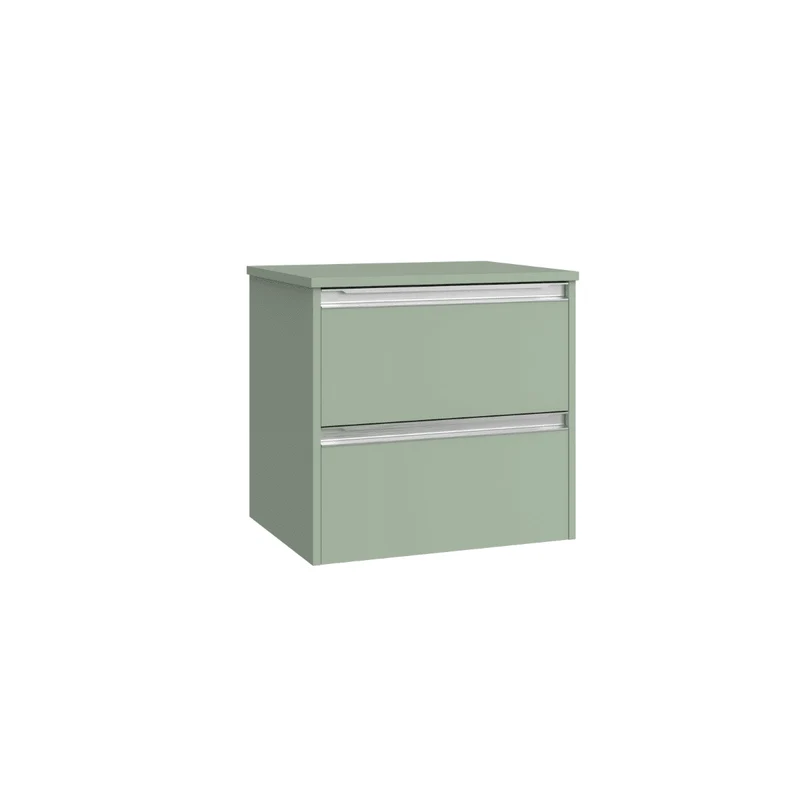 Mueble de Baño Suspendido con Lavabo Sobreponer Cerámico modelo Veloz|Mueble Volado 2 Cajones Con Tirador | Leaf
