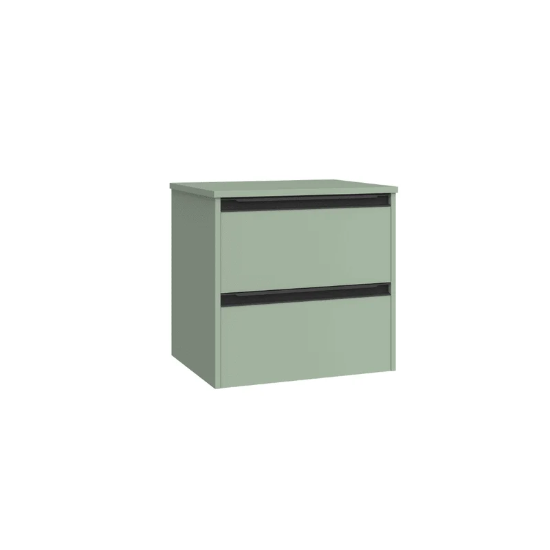 Mueble de Baño Suspendido con Lavabo Sobreponer Cerámico modelo Veloz|Mueble Volado 2 Cajones Con Tirador | Leaf