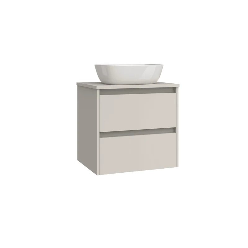 Mueble de Baño Suspendido con Lavabo Sobreponer Cerámico modelo Veloz| Mueble Volado 2 Cajones | Moka