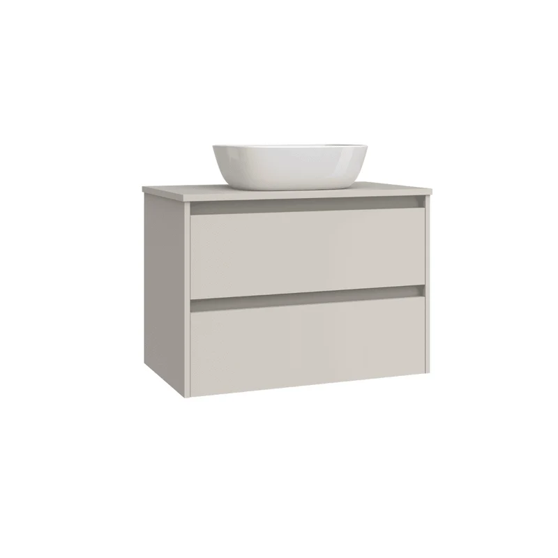 Mueble de Baño Suspendido con Lavabo Sobreponer Cerámico modelo Veloz| Mueble Volado 2 Cajones | Moka