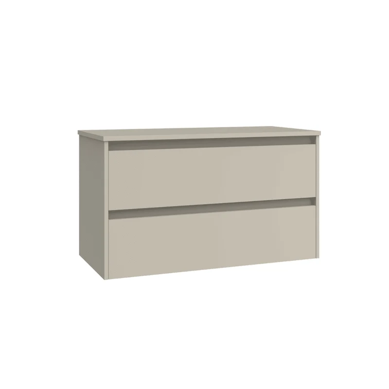 Mueble de Baño Suspendido con Lavabo Sobreponer Cerámico modelo Veloz| Mueble Volado 2 Cajones | Moka