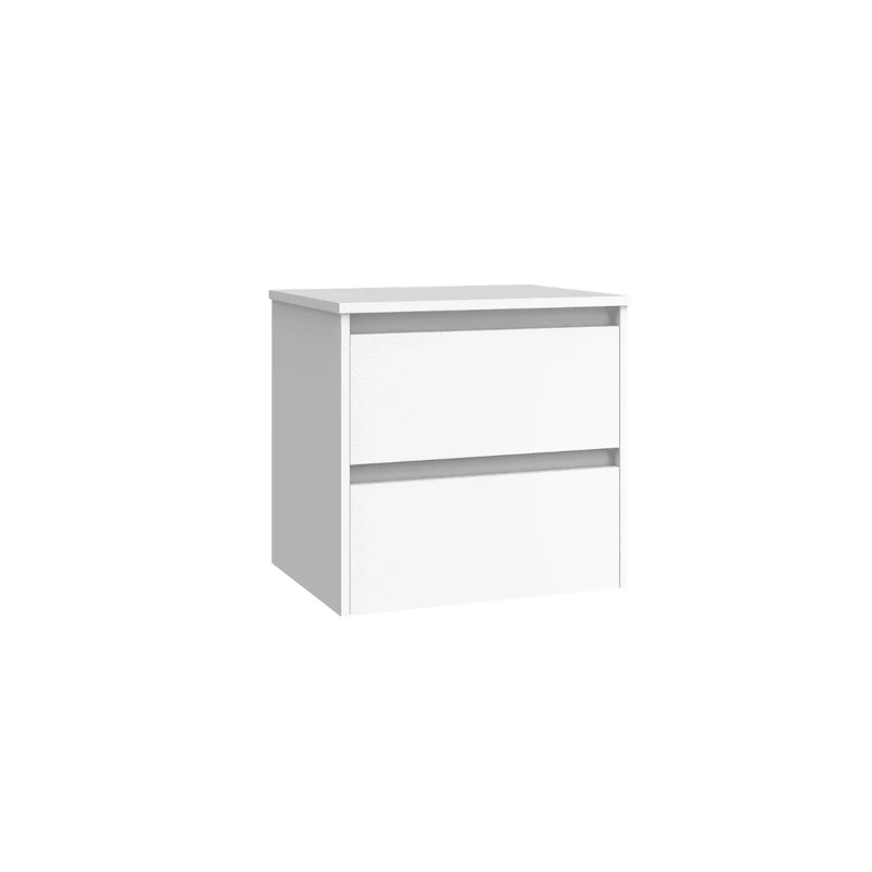 Mueble de Baño Suspendido con Lavabo Sobreponer Cerámico modelo Veloz| Mueble Volado 2 Cajones | Blanco Mate