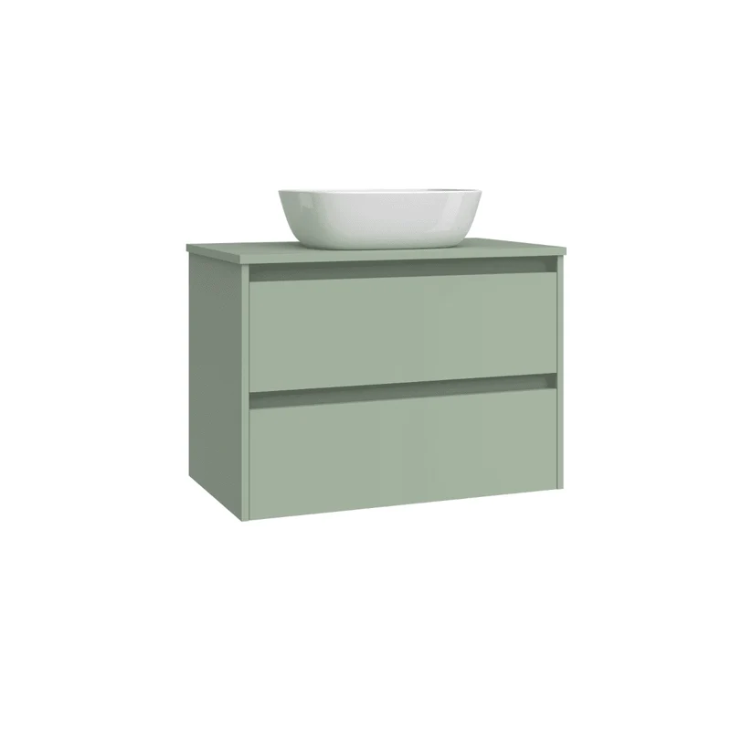 Mueble de Baño Suspendido con Lavabo Sobreponer Cerámico modelo Veloz| Mueble Volado 2 Cajones | Leaf