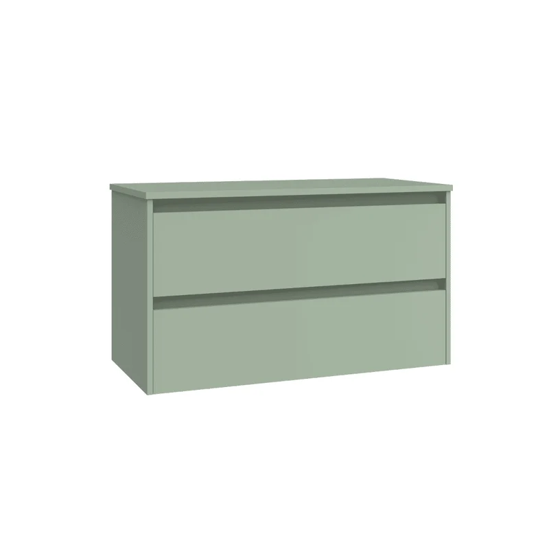 Mueble de Baño Suspendido con Lavabo Sobreponer Cerámico modelo Veloz| Mueble Volado 2 Cajones | Leaf