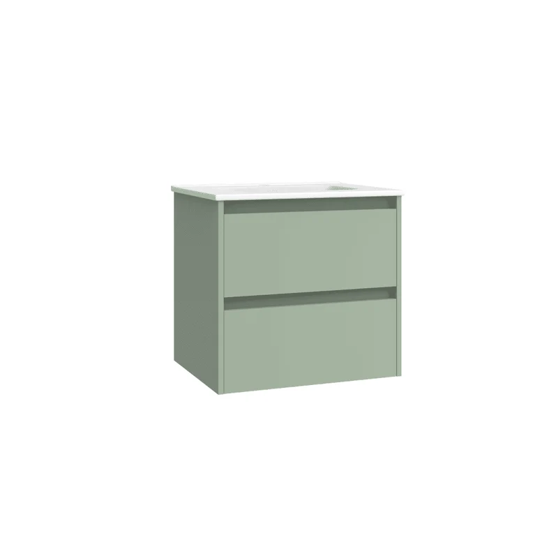 Mueble de Baño Suspendido con Lavabo Cerámico modelo Veloz| Mueble Volado 2 Cajones| Leaf