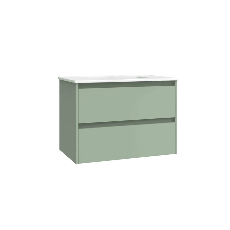 Mueble de Baño Suspendido con Lavabo Cerámico modelo Veloz| Mueble Volado 2 Cajones| Leaf