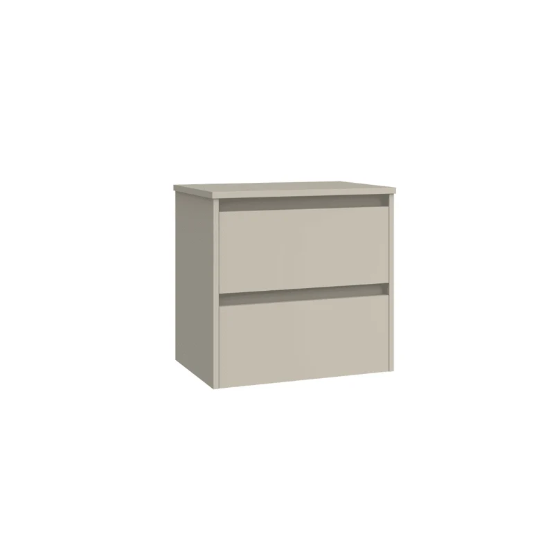 Mueble de Baño Suspendido Fondo Reducido con Lavabo Sobreponer Cerámico para Aseos modelo Veloz| Mueble Volado 2 Cajones | Moka