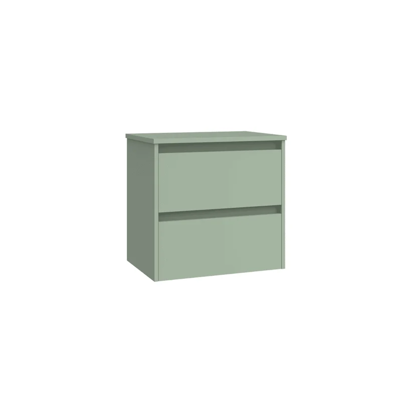 Mueble de Baño Suspendido Fondo Reducido con Lavabo Sobreponer Cerámico para Aseos modelo Veloz| Mueble Volado 2 Cajones | Leaf