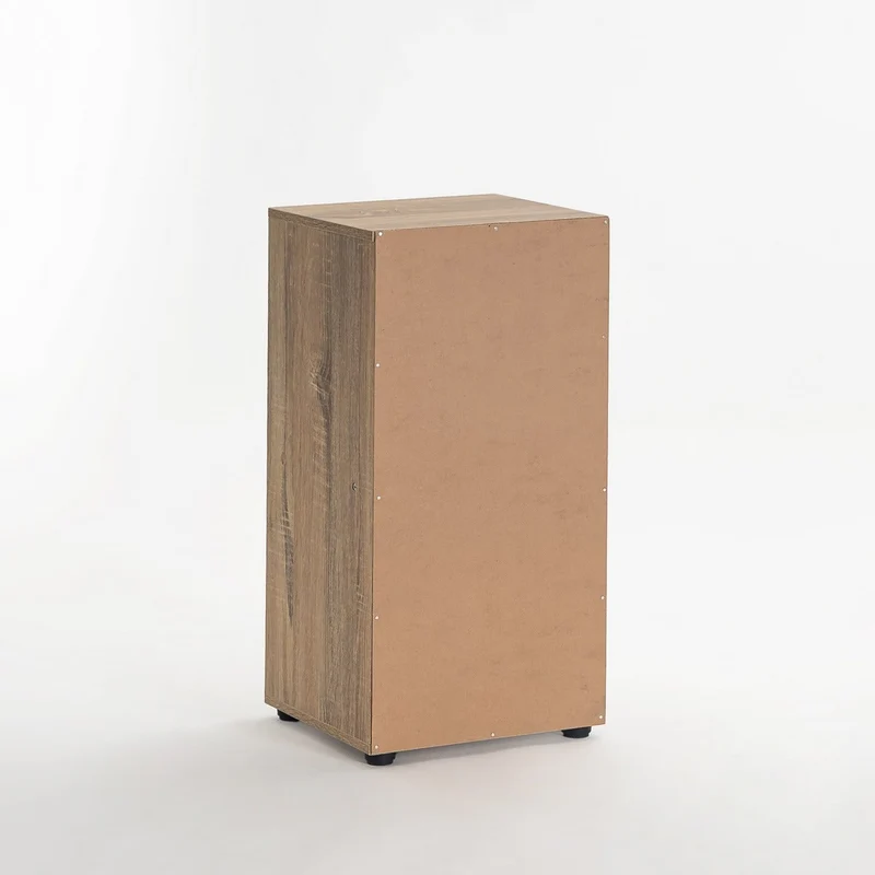 Mesita de noche Cubo de laminado color roble con 1 puerta de 60x30x29 cm