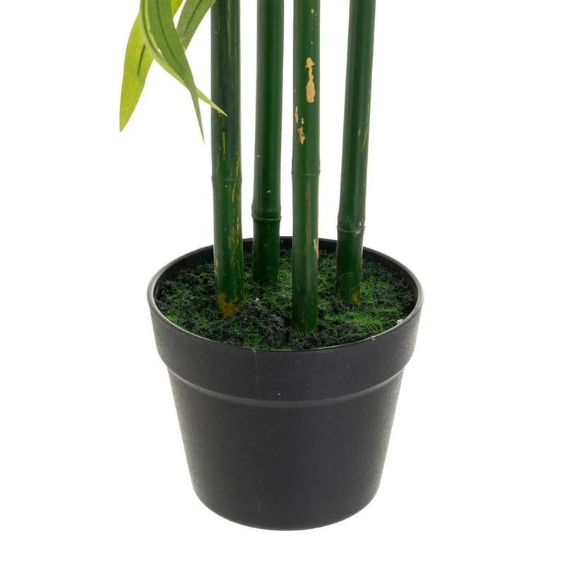 Planta artificial de bambú verde en maceta decorativa. Altura de 147 cm