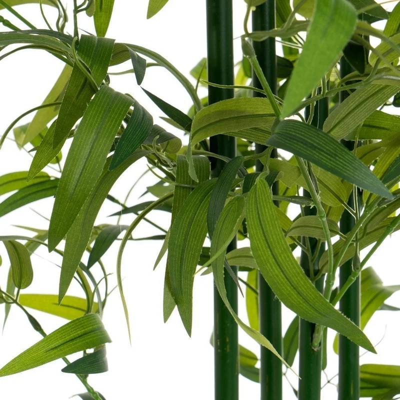 Planta artificial de bambú verde en maceta decorativa. Altura de 147 cm