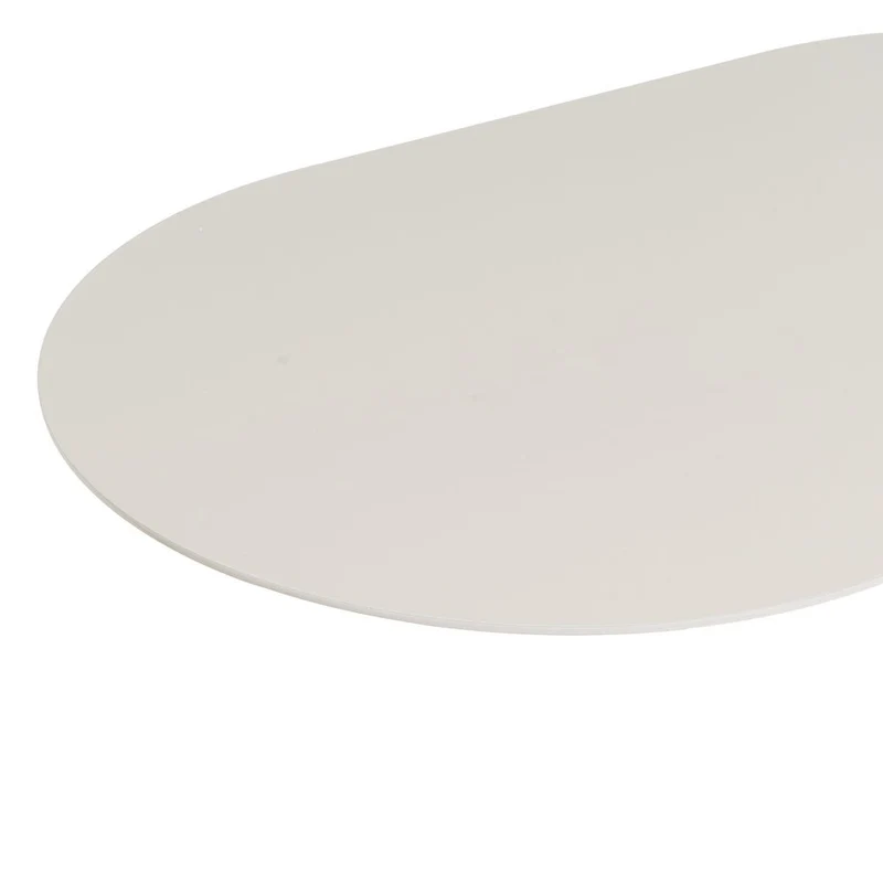 Mesa auxiliar ovalada de metal en color beige de 45x28x49 cm