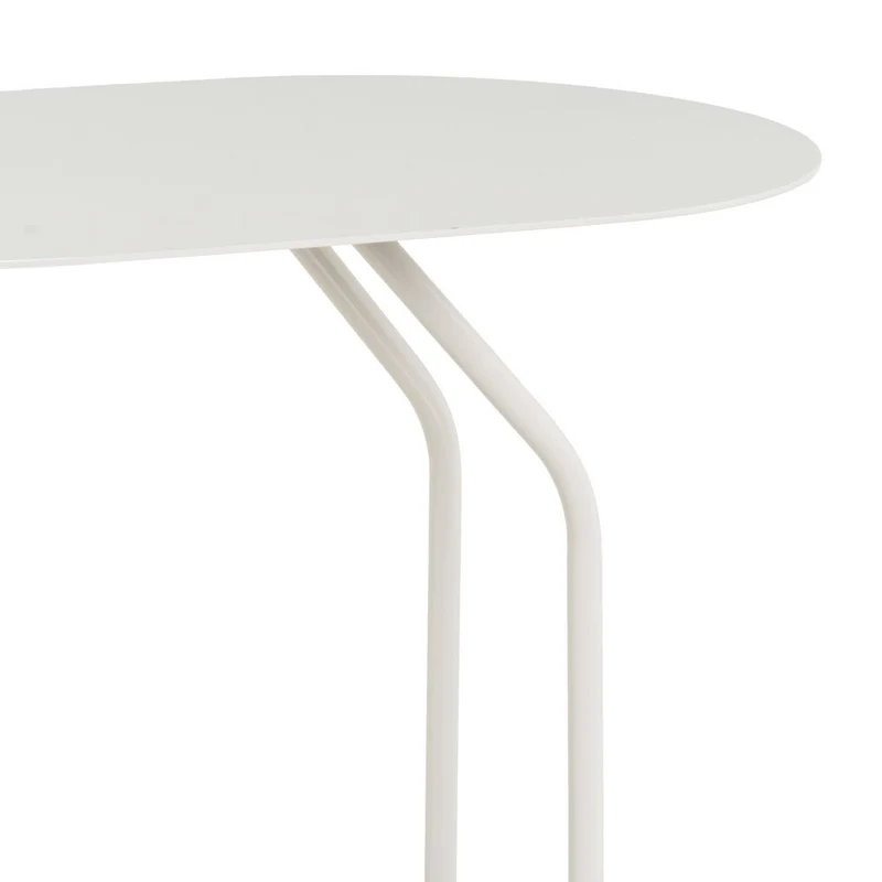Mesa auxiliar ovalada de metal en color beige de 45x28x49 cm