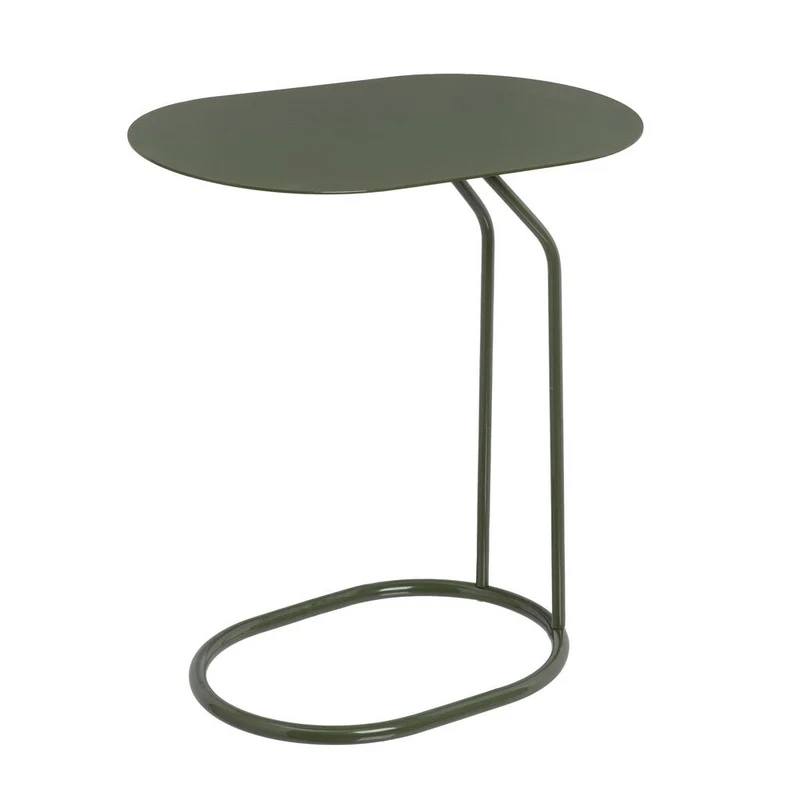 Mesa auxiliar ovalada de metal en color verde de 45x28x49 cm