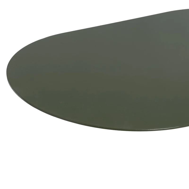 Mesa auxiliar ovalada de metal en color verde de 45x28x49 cm