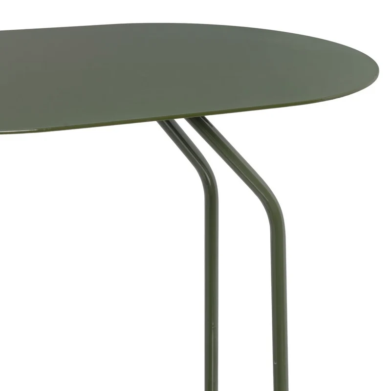 Mesa auxiliar ovalada de metal en color verde de 45x28x49 cm