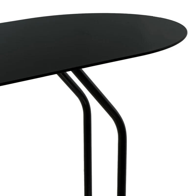 Mesa auxiliar ovalada de metal en color negro de 45x28x49 cm