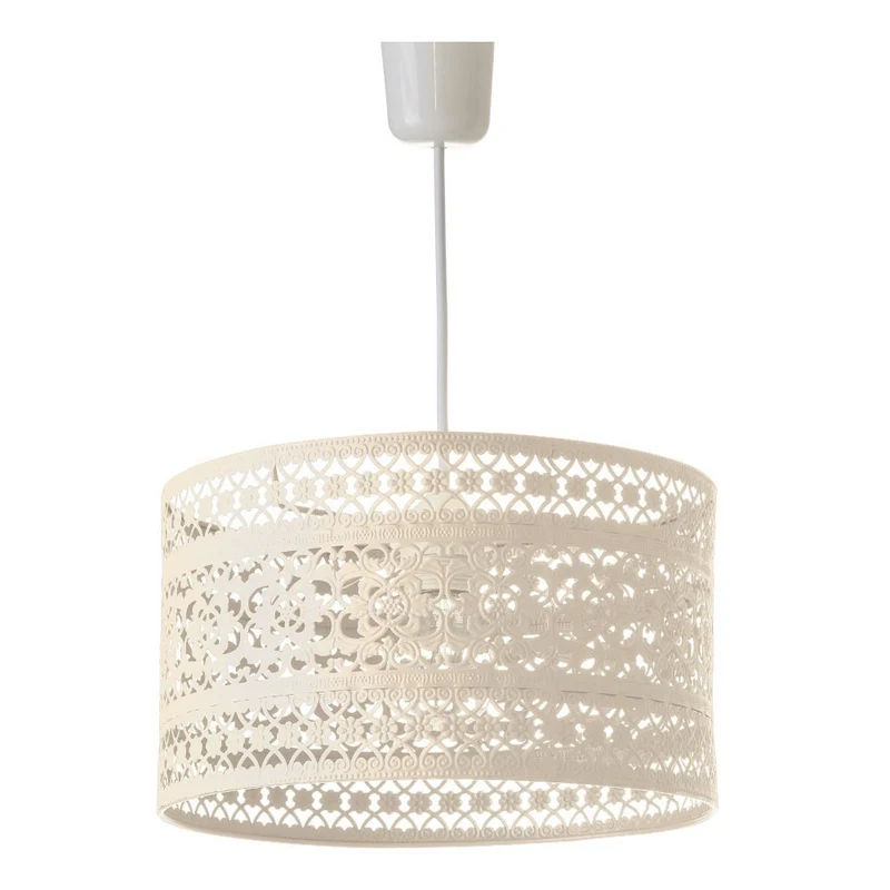 Lámpara de techo estilo provenzal de metal color beige calado de 30x18 cm