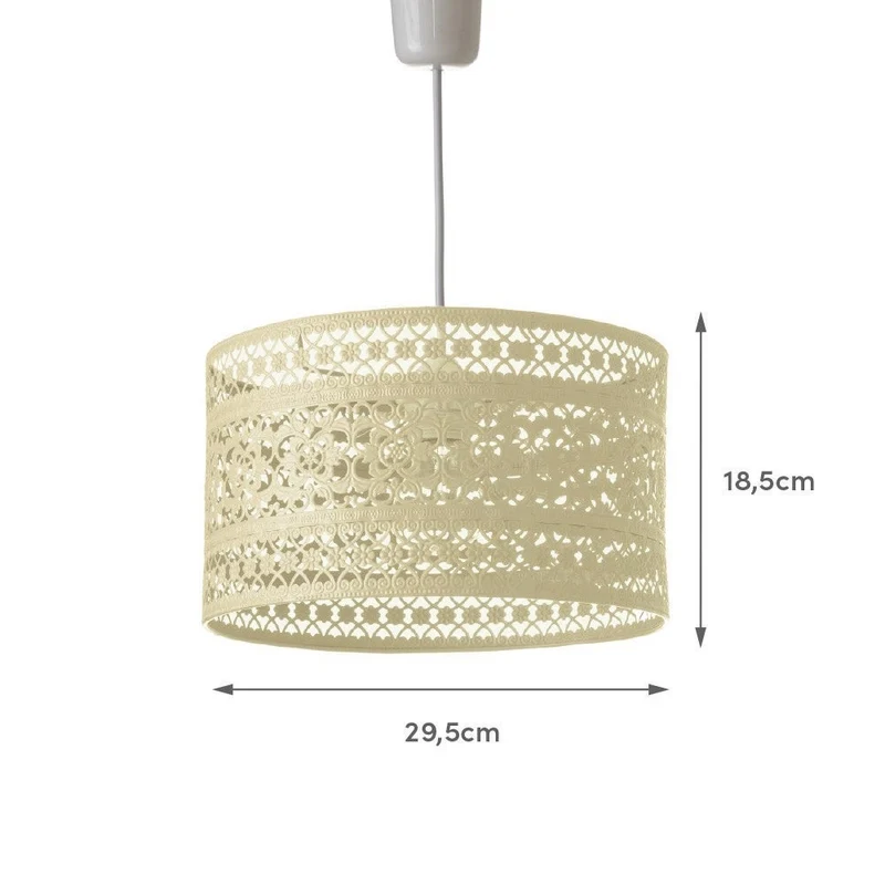 Lámpara de techo estilo provenzal de metal color beige calado de 30x18 cm