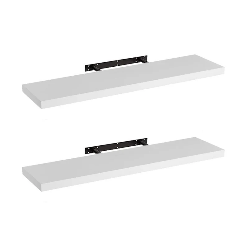 Set de 2 estantes de pared flotantes blancos de 100x23,5x3,8 cm