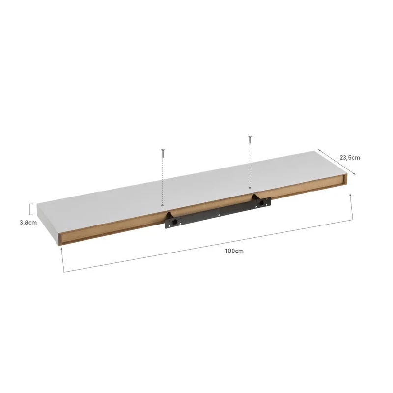 Set de 2 estantes de pared flotantes blancos de 100x23,5x3,8 cm