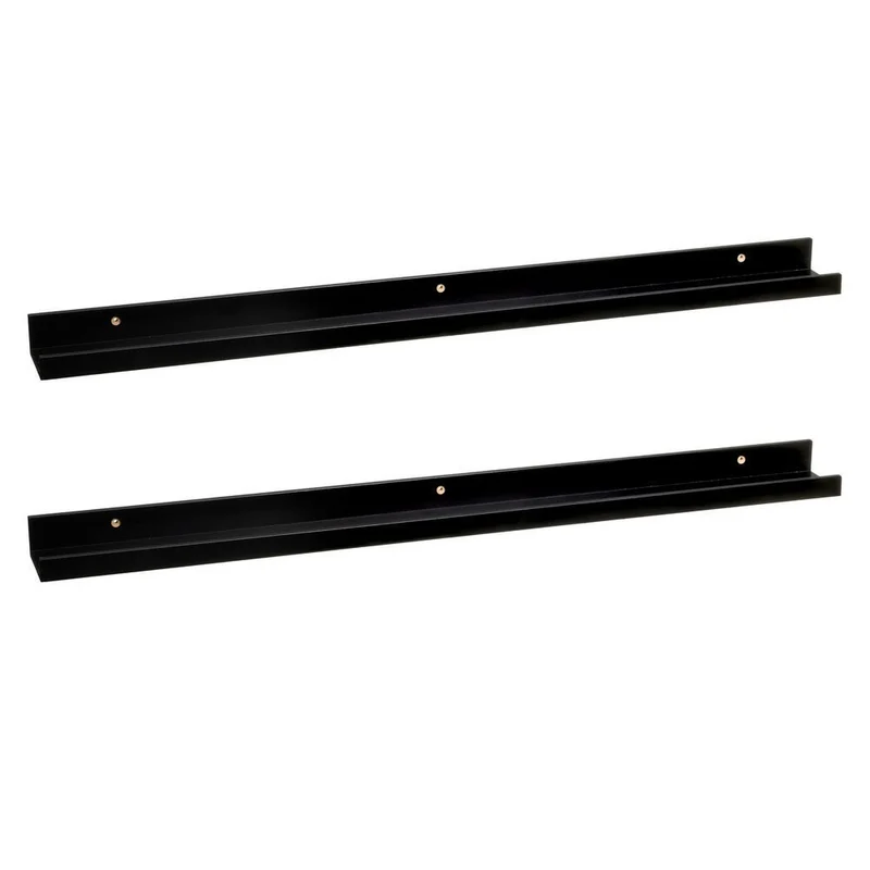 2 estantes flotantes de pared de madera negra para cuadros de 100x9,5x5 cm