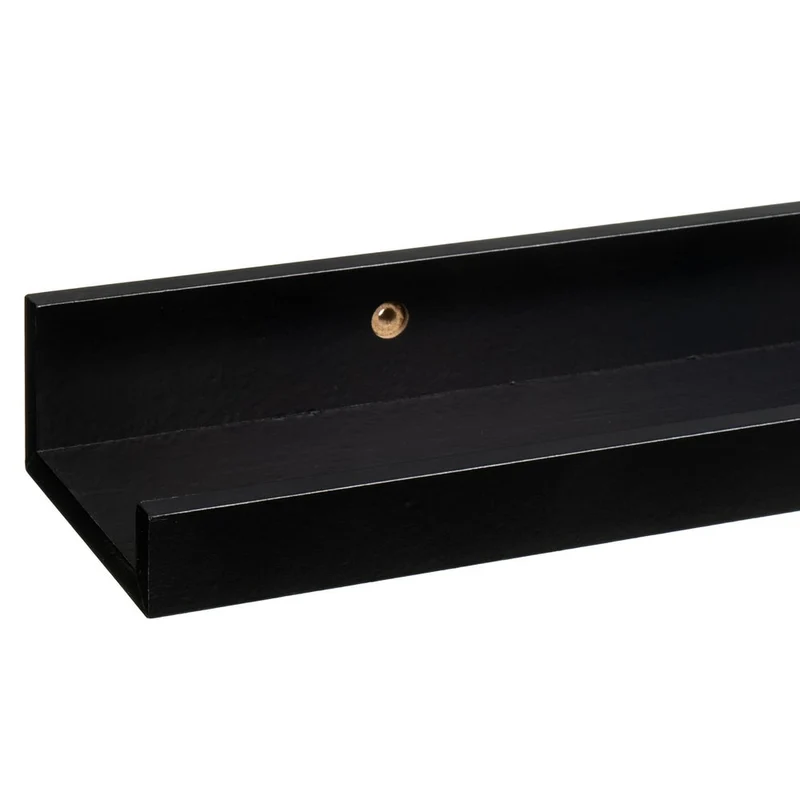 4 estantes flotantes de pared de madera negra para cuadros de 100x9,5x5 cm
