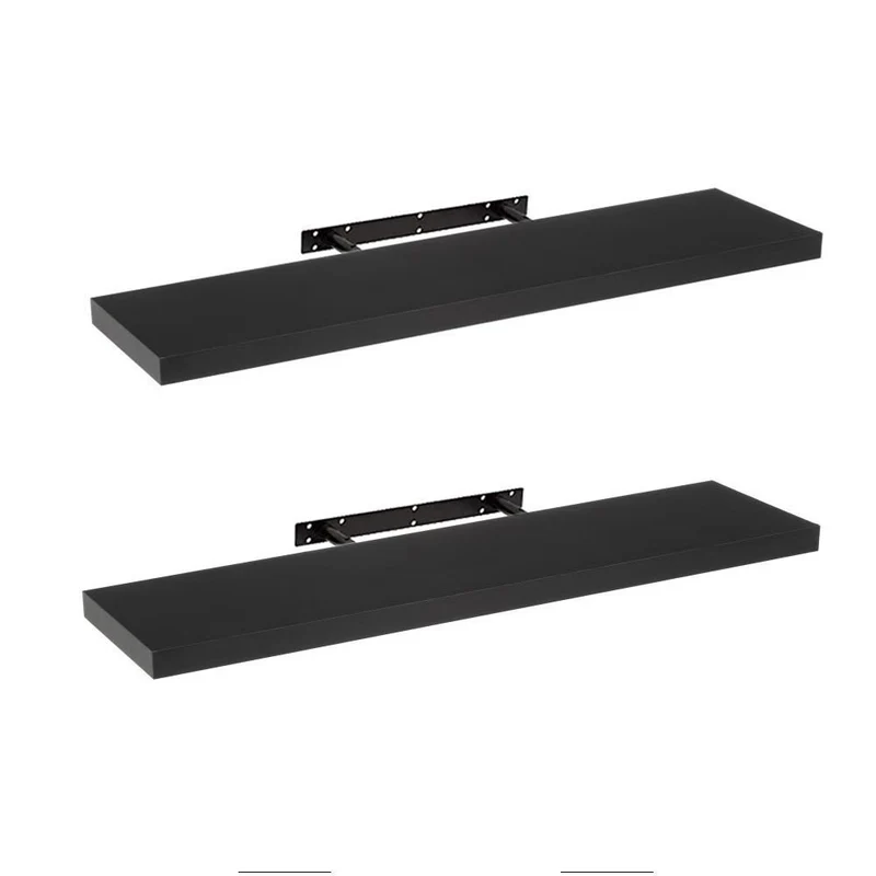 Set de 2 estantes de pared flotantes negros de 100x23,5x3,8 cm