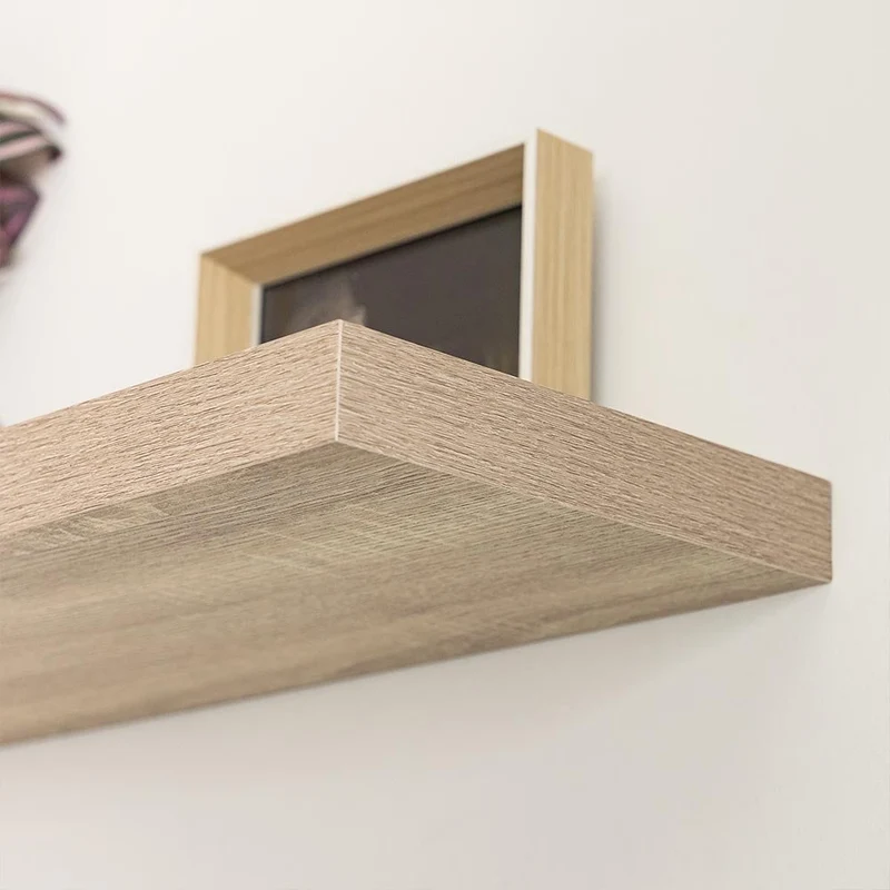 Set de 2 estantes de pared flotantes color madera natural 120x23,5x3,8 cm