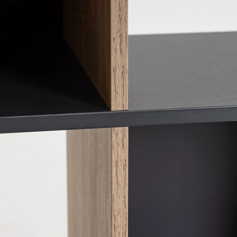 Estantería Cubo con 8 huecos de laminado gris y roble de 120x60x30 cm