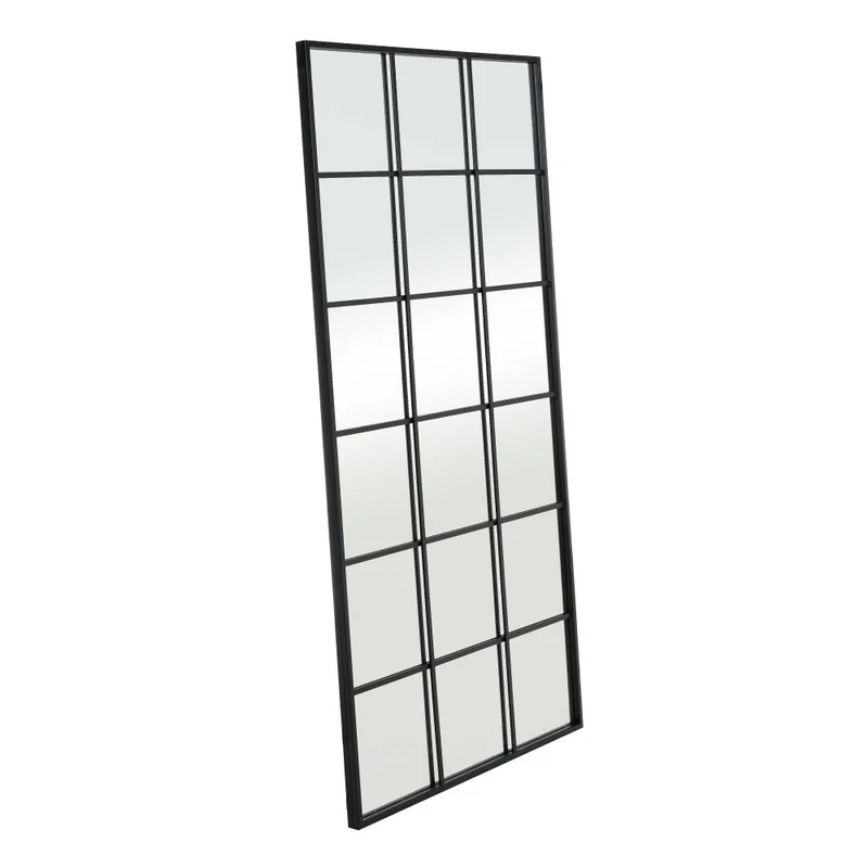 Espejo ventana grande industrial negro metal y cristal 90x180 cm