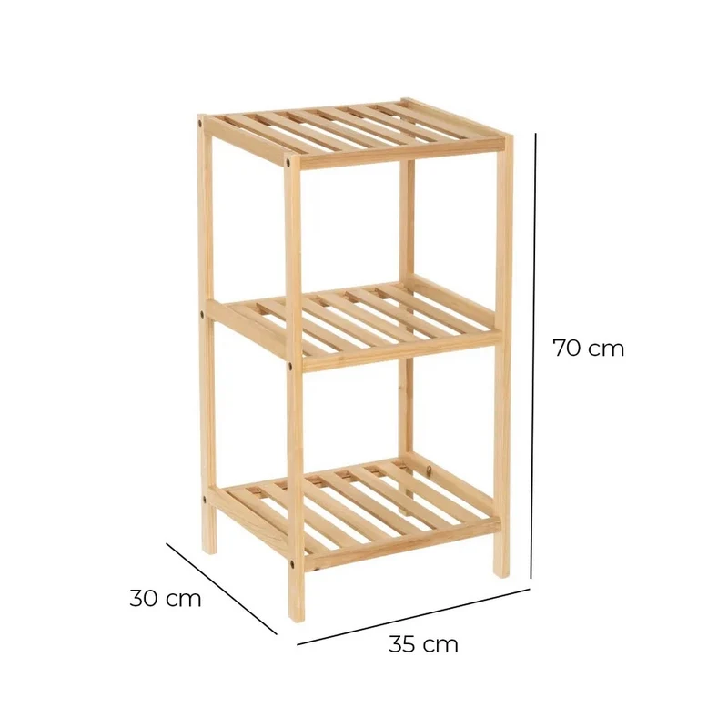 Estantería de pie de madera de abeto con 3 baldas de 35x30x70 cm
