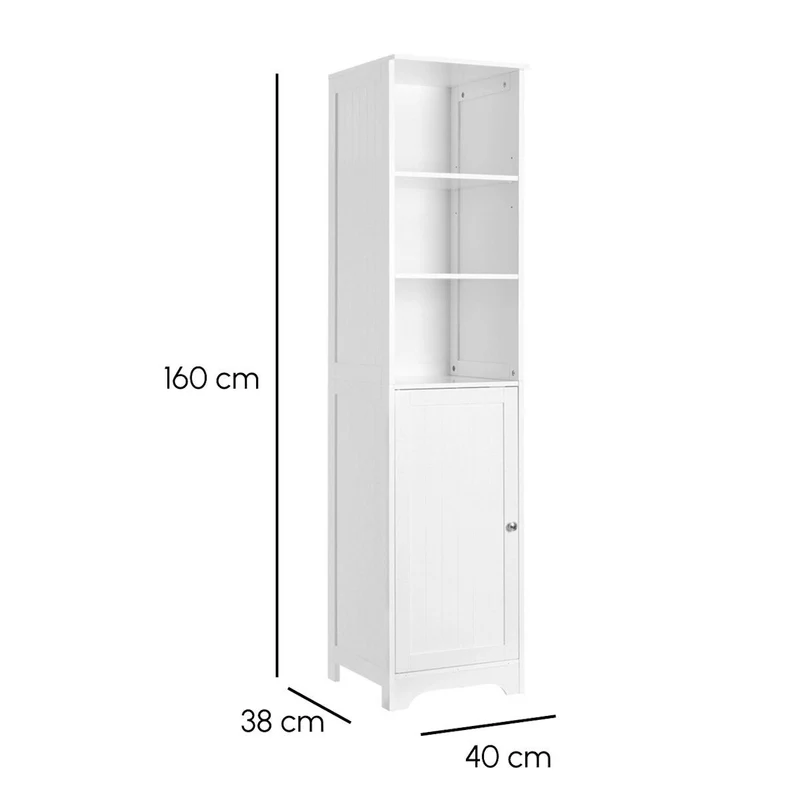 Mueble auxiliar blanco de tablero lacado y 1 puerta de 40x38x160 cm