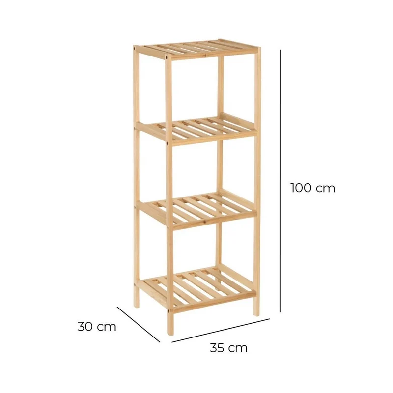 Estantería de pie de madera de abeto con 4 baldas de 35x30x100 cm