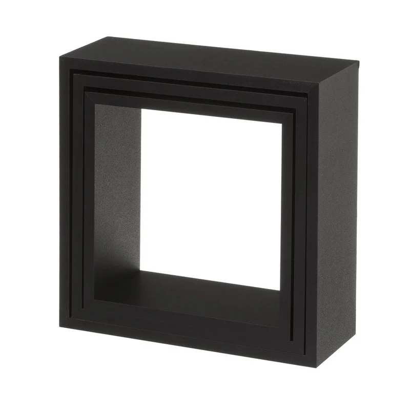 Set de 3 estantes de pared cuadrados negros de 30x30, 27x27 y 24x24 cm