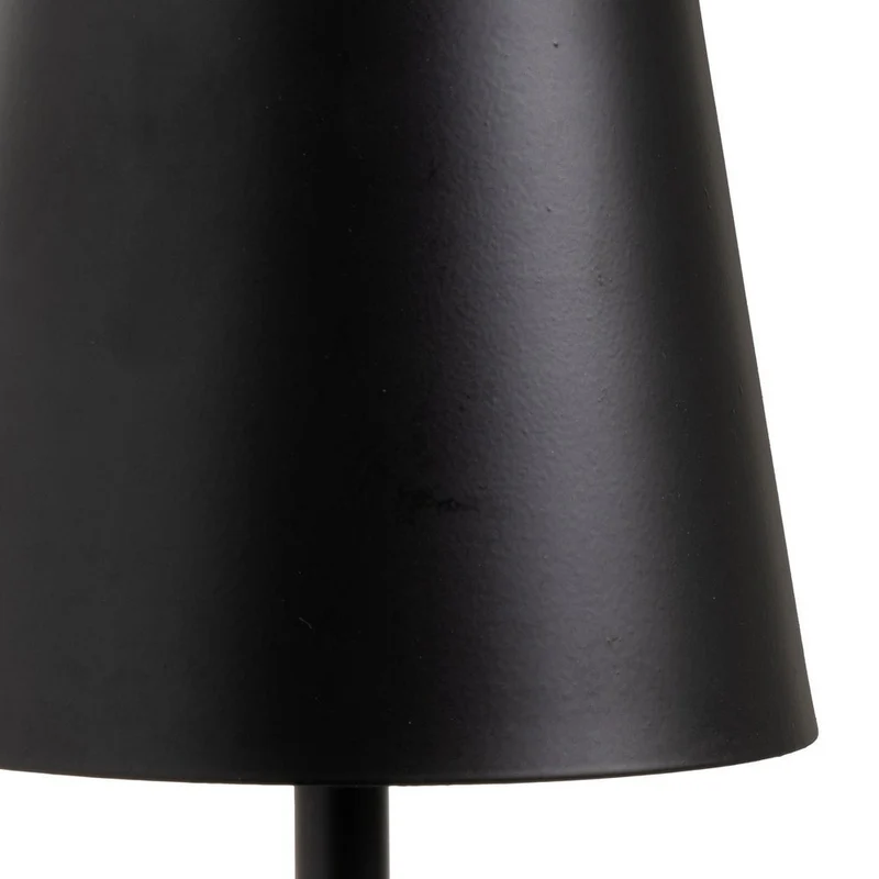 Lámpara LED regulable y recargable de metal negro de 3W de 11x11x37 cm
