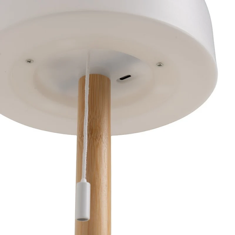 Lámpara de sobremesa led con pantalla de bambú natural de 15x15x28 cm