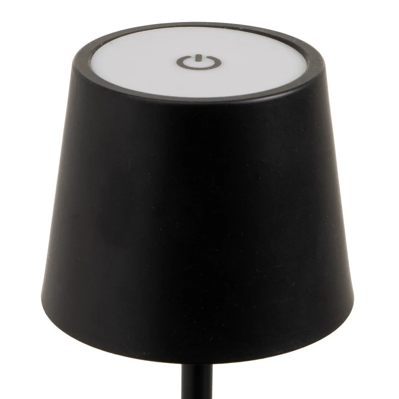 Lámpara LED regulable y recargable de metal negro de 3W de 9x9x27 cm
