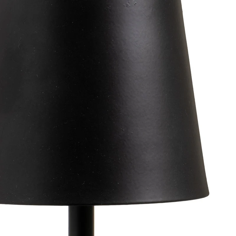 Lámpara LED regulable y recargable de metal negro de 3W de 9x9x27 cm