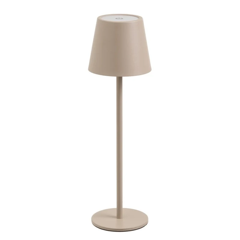 Lámpara LED regulable y recargable de metal beige de 3W de 11x11x37 cm