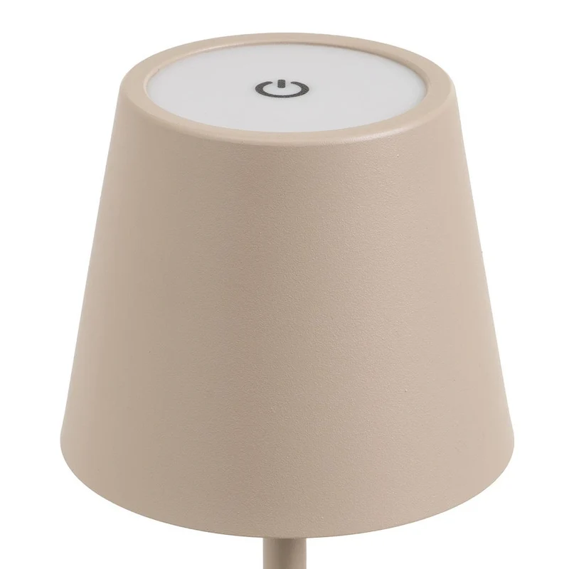 Lámpara LED regulable y recargable de metal beige de 3W de 11x11x37 cm