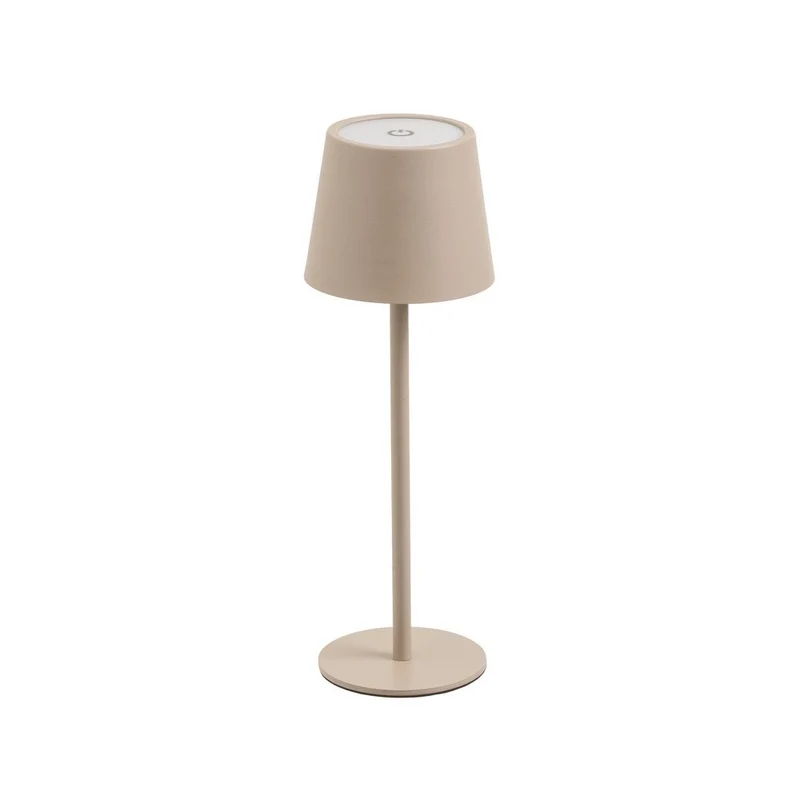 Lámpara LED regulable y recargable de metal beige de 3W de 9x9x27 cm