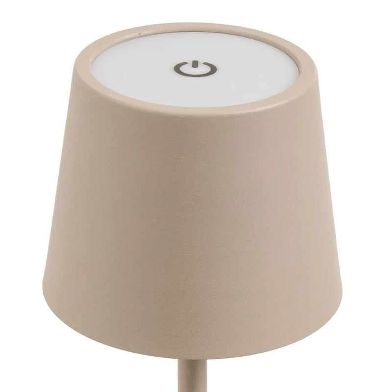 Lámpara LED regulable y recargable de metal beige de 3W de 9x9x27 cm