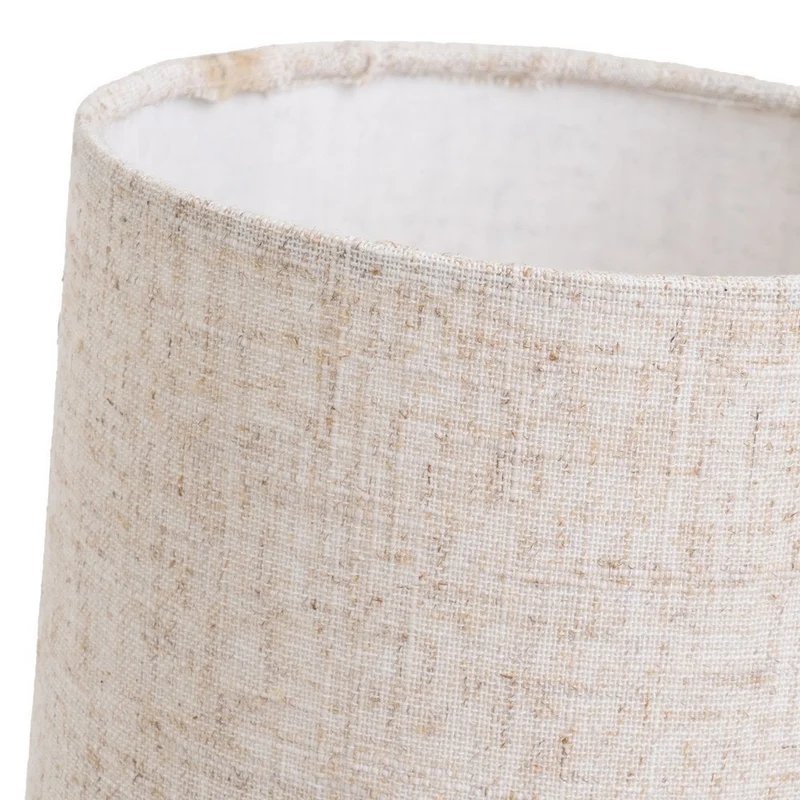 Lámpara de mesa con base de pino oscuro y pantalla de lino de color crudo